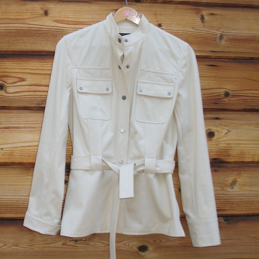 Elie Tahari Size XS Belted Beige Khaki Belted Safari Jacket
